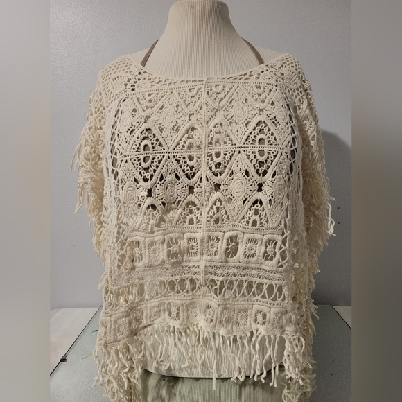 BOHO KNITTED CROCHET TUNIC TOP - Picture 2 of 6